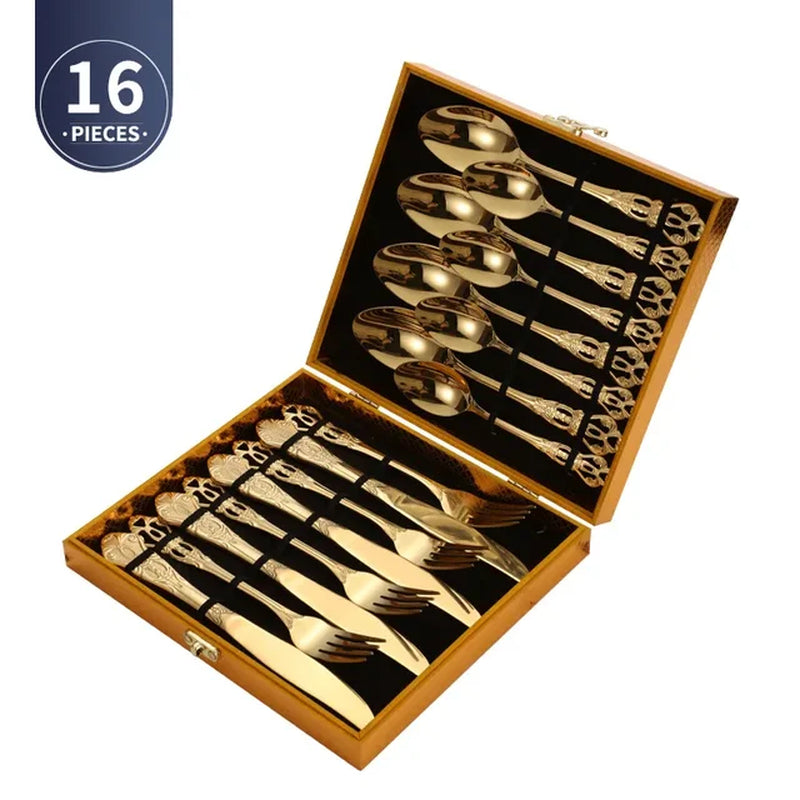 4-Piece Gold Royal European Cutlery Set