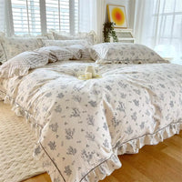 Floral Ruffled Cotton Duvet Cover