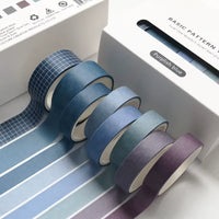 8Pcs/Box Basic Color Washi Tape Simple Lattice Hand Account Kawaii Masking Tape School Office Supplies Stationery