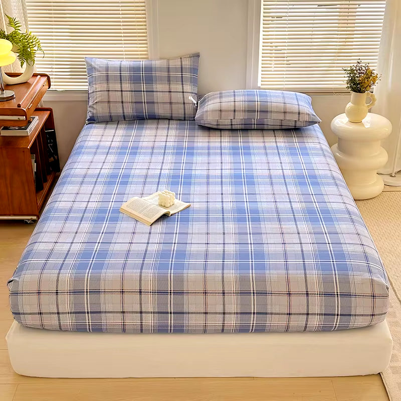 Non-Slip Plaid Fitted Bed Sheet