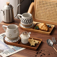 Vintage Black & White Polka Dot Ceramic Coffee Cups