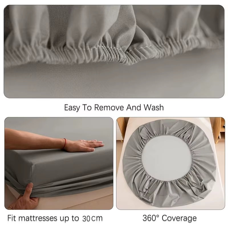 100% Waterproof Mattress Covers Protector Adjustable Non-Slip Bed Fitted Sheet with Elastic Band for Queen King 90/140/160/200