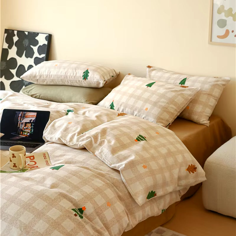 Cotton Duvet Cover with Festive Print