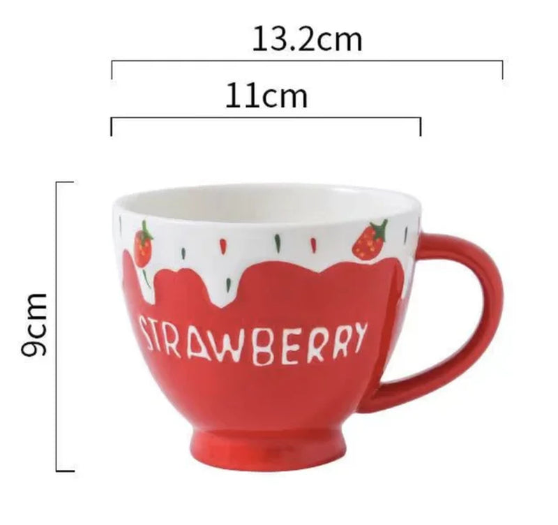 Japanese Strawberry Ceramic Coffee Mug