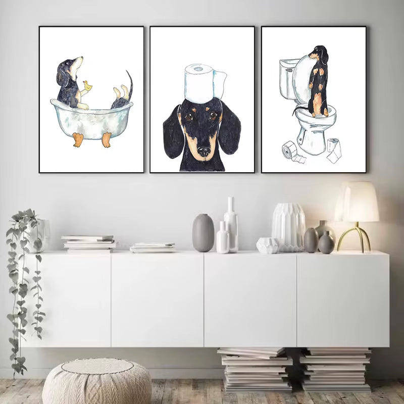 Watercolor Dachshund Bathroom Prints