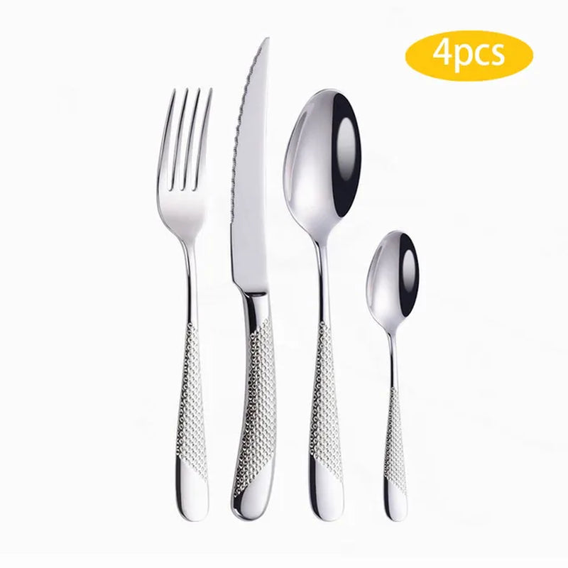 4Pcs Luxury Golden Cutlery Set (Stainless Steel)