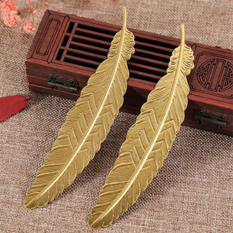 1 Pcs Creative Metal Feather Bookmark Chinese Style Rose Gold Retro Craft Student School Supplies Stationery Teacher Gift