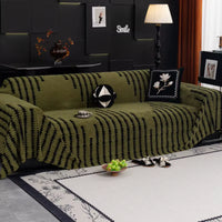 Luxury Thickened Plush Sofa Towel for Living Room Autumn Winter Universal Couch Cover Geometric Stripes Full Cover Sofa Towel