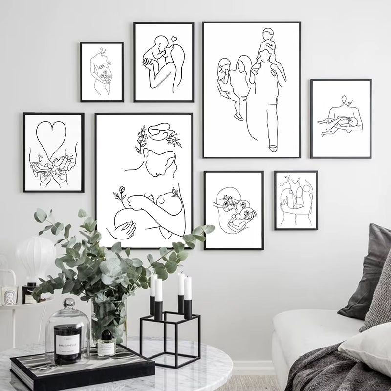 Line Family Love Wall Prints