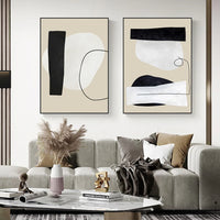 Beige and Black Lined Wall Prints