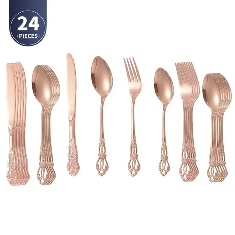 4Pcs Gold Royal European Cutlery Set (Stainless Steel)