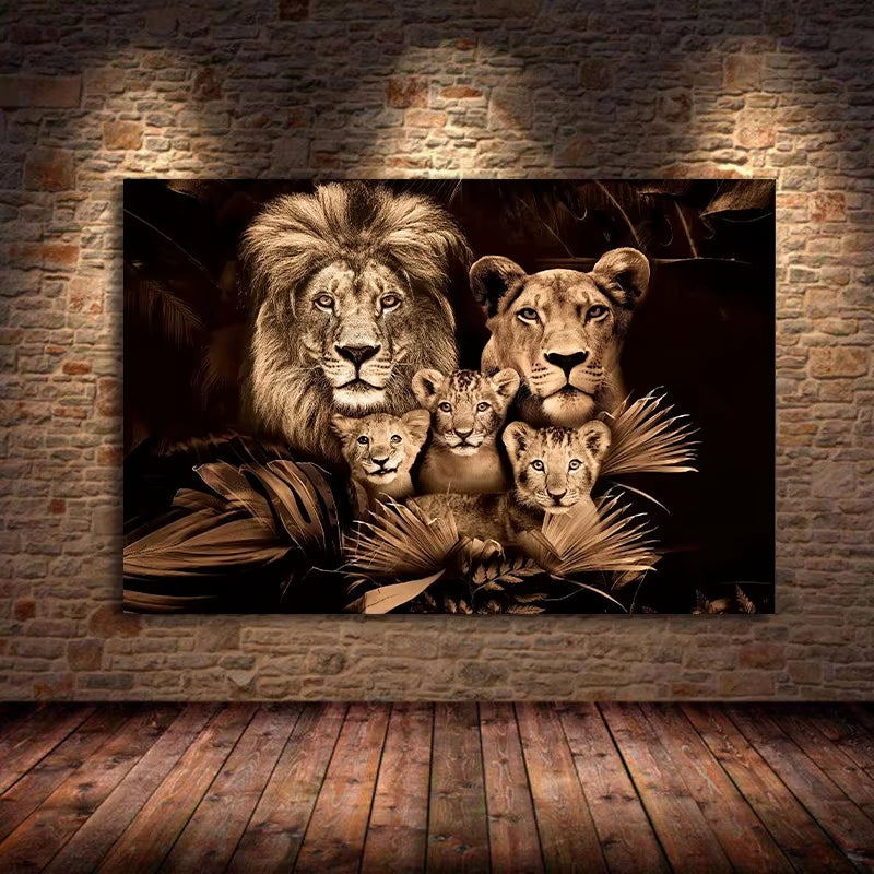 Lion Family Living Room Wall Print