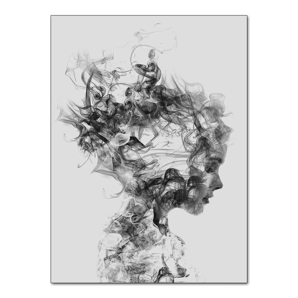 Minimalist Smoke Woman Wall Prints