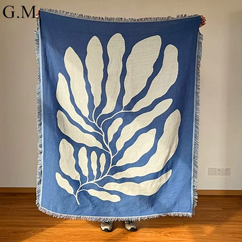 Blue Woven Throw Blanket