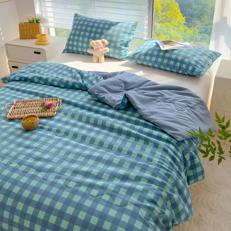 Summer Cotton Quilts Thin Air Conditioning Comforter Soft Breathable Bed Blanket Floral Duvet Cover Thin Quilts Machine Washable