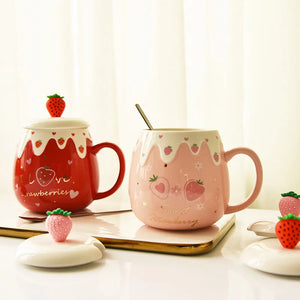 Japanese Strawberry Ceramic Coffee Mug