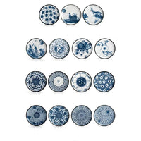 Retro Blue & White Porcelain Dinner Plates