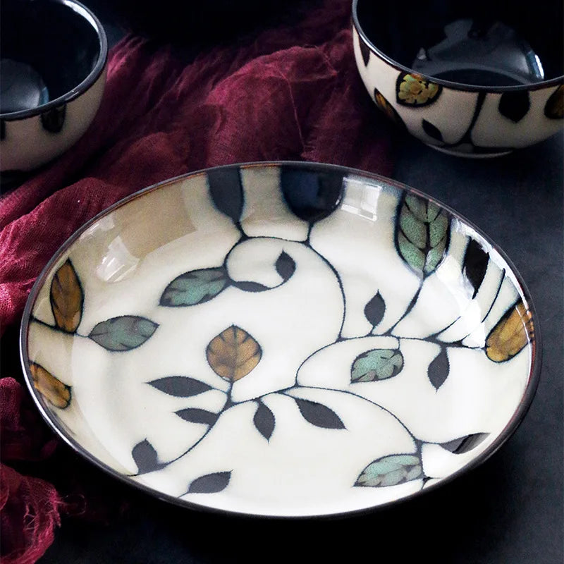 Hand-Painted Ceramic Bowls and Plates