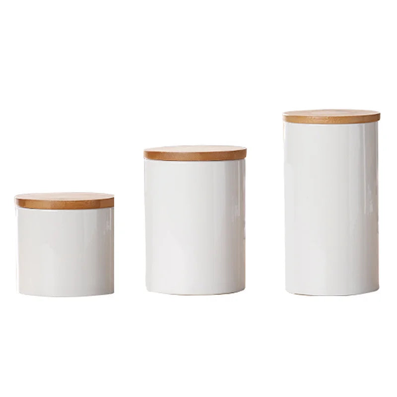 White Ceramic Sealed Storage Jar