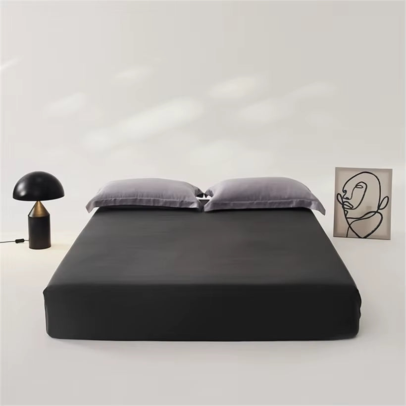 Smooth 3Pcs Set Mulberry Silk Bedding Sheet Set, High End 1Pc Fitted Sheet and 2Pcs Pillowcase, Bed Mattress Cover 140/160/200Cm