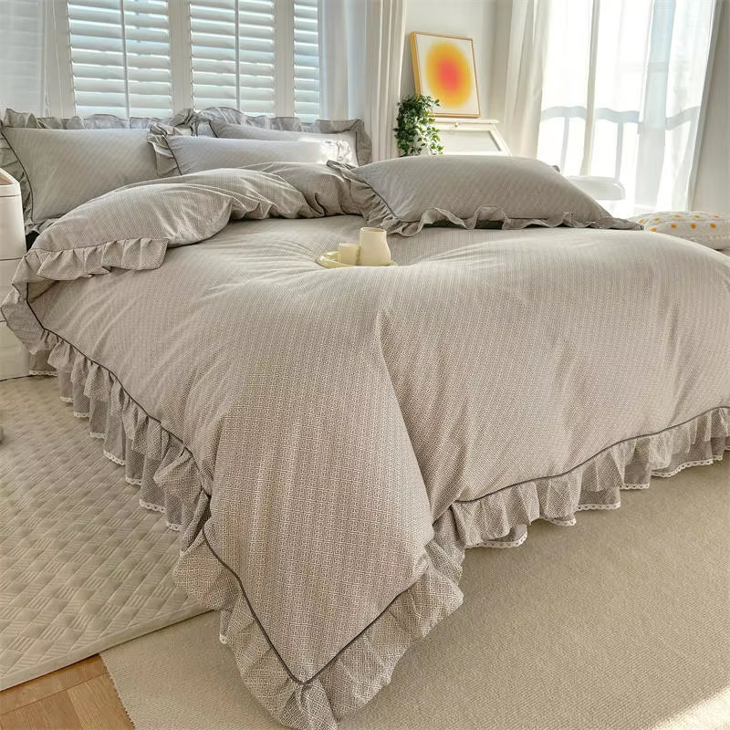 Pure Cotton Duvet Cover with Ruffles