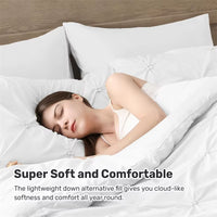 Ultra-Warm Goose down Comforter, Pinch Pleat Duvet Insert, Lightweight Fluffy Duvet for All Season, Premium 100% Cotton Shell