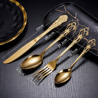 4Pcs Gold Royal European Cutlery Set (Stainless Steel)