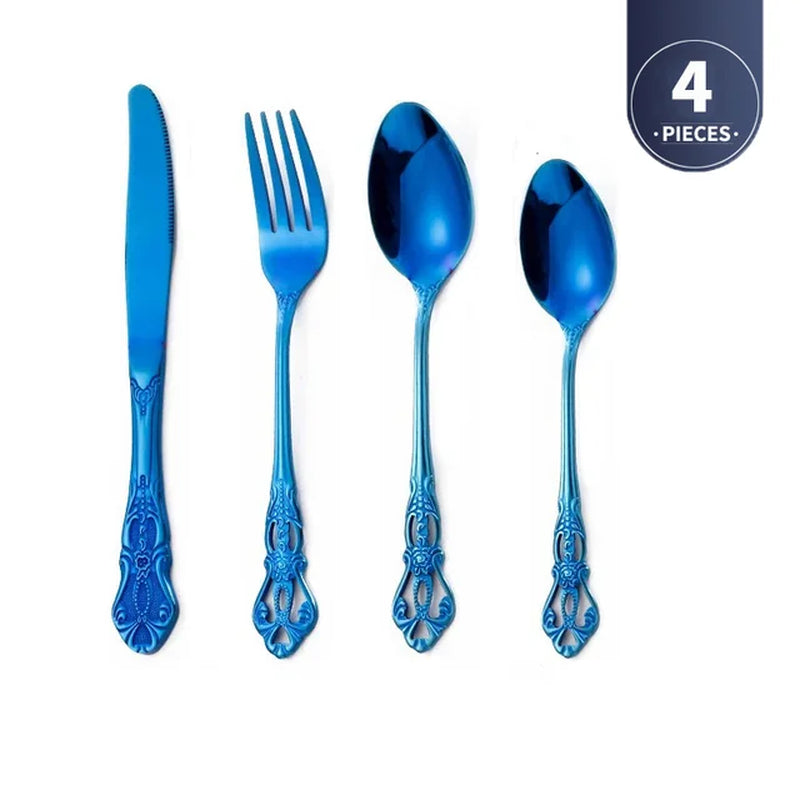 4Pcs Gold Royal European Cutlery Set (Stainless Steel)