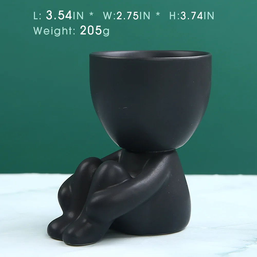 Ceramic Black Figure Flower Pots