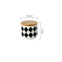 Black and White Checkered Ceramic Storage Jars