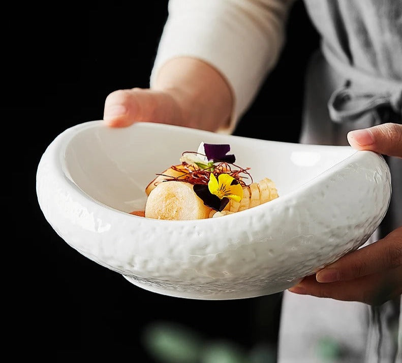 Simple Shaped White Ceramic Dinner Bowl