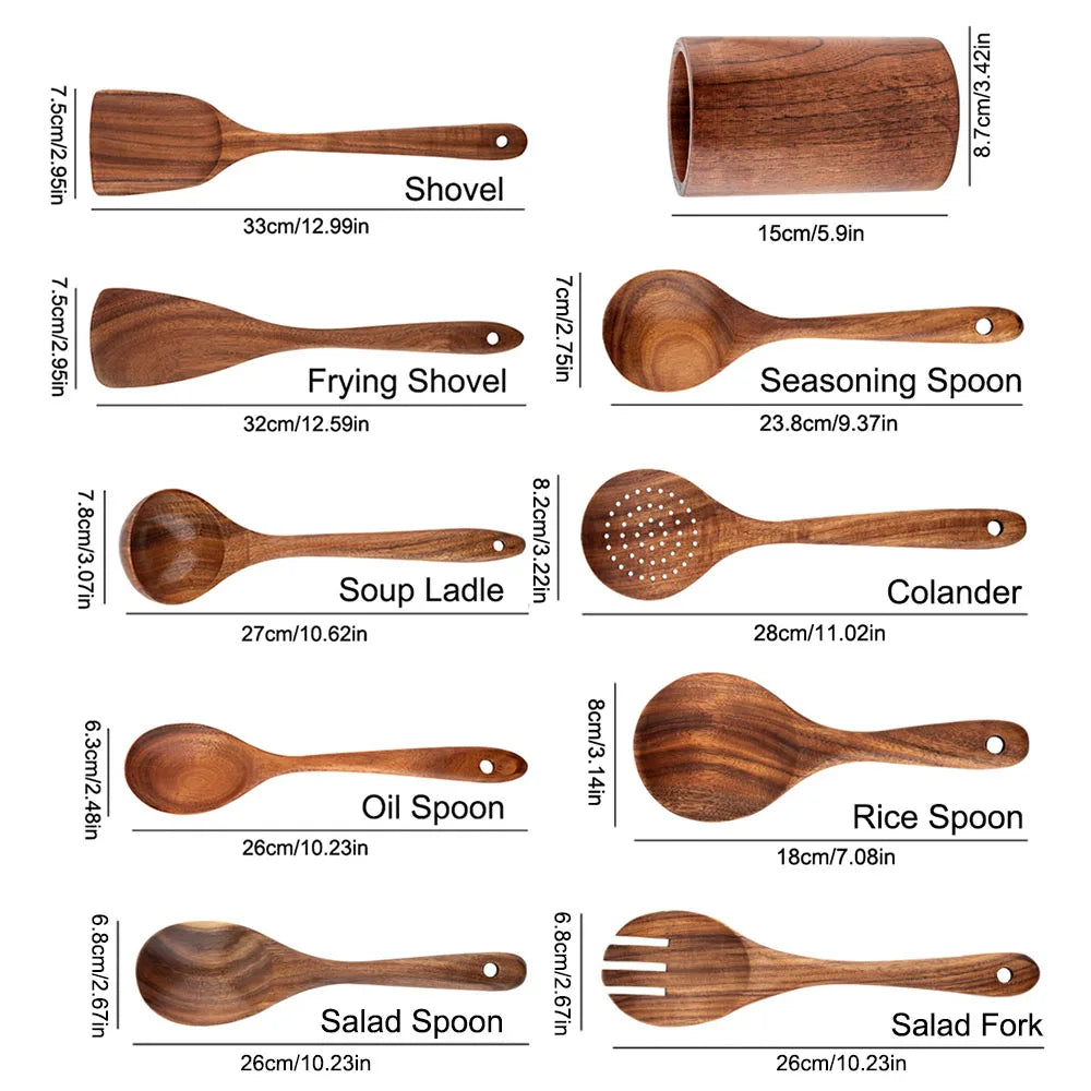 Natural Teak Cooking Utensils