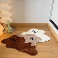 Ins Cartoon Bear Special-Shaped Flocked Carpet Tufted Fluffy Soft Anti-Slip Rugs for Bedroom Washroom Floor Mat Entrance Doormat