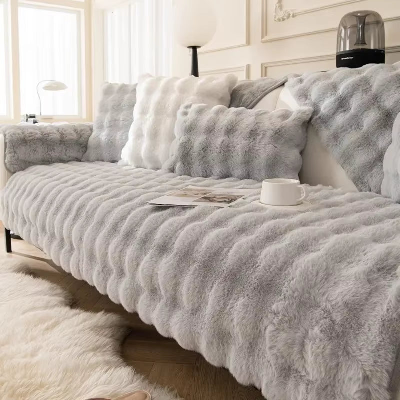 Nordic Solid Plush Sofa Cover