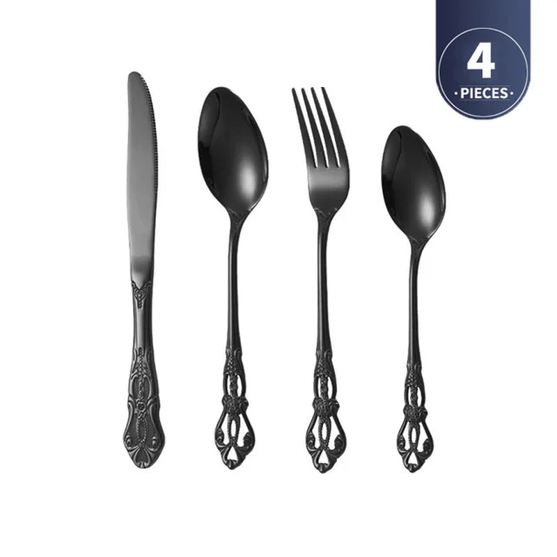 4Pcs Gold Royal European Cutlery Set (Stainless Steel)