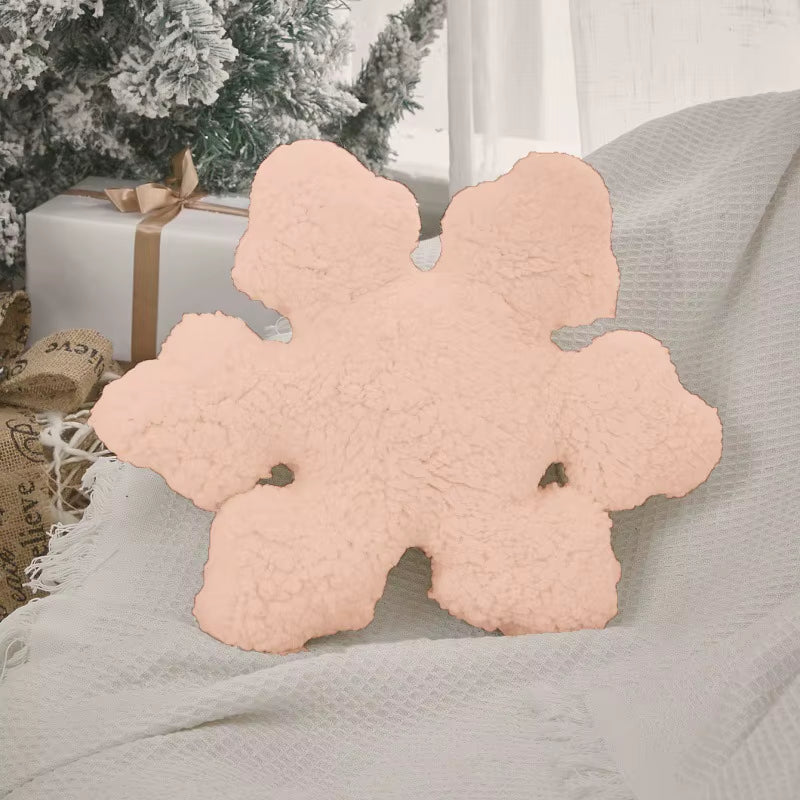 35Cm Christmas Snowflake Shaped Throw Pillows Soft Plush White Decorative Cushion for Sofa Chair and Bed Kawaii Flower Cushions