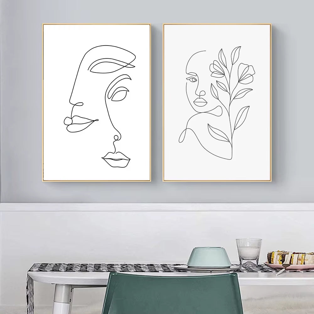 Abstract Line Couple Wall Prints