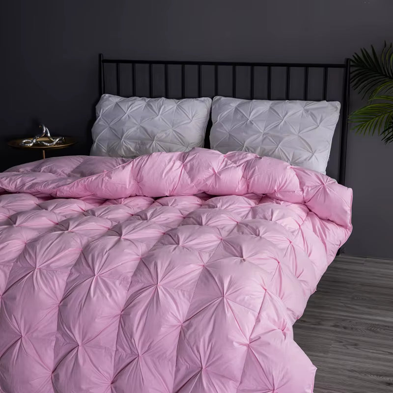 Ultra-Warm Goose down Comforter, Pinch Pleat Duvet Insert, Lightweight Fluffy Duvet for All Season, Premium 100% Cotton Shell