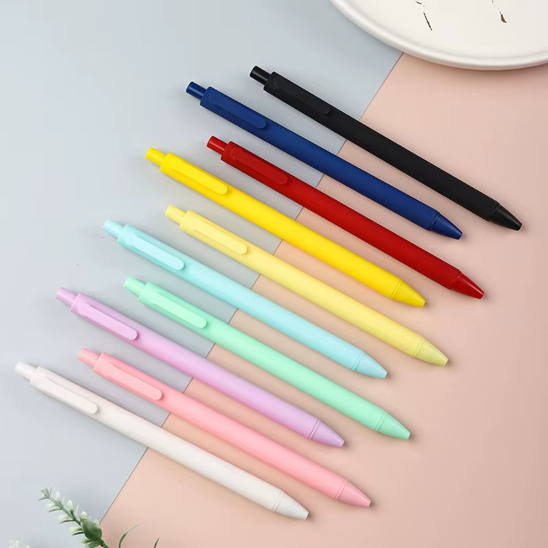 1Pcs Simple Press Type Gel Pen Macaron Black Ink Ballpoint Pens Student School Office Supplies