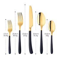 5Pcs Black & Gold Stainless Steel Silverware Set