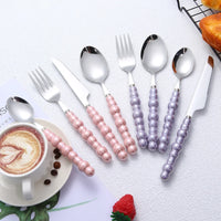 24Pcs Pearled Cutlery Set (Stainless Steel)