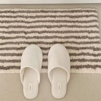 Ins Tufted Stripes Rug High-Quality Flocking Anti-Slip Carpet Bathroom Quickly Absorbent Floor Mat House Decoration Bedside Rug