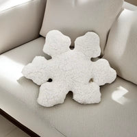 35Cm Christmas Snowflake Shaped Throw Pillows Soft Plush White Decorative Cushion for Sofa Chair and Bed Kawaii Flower Cushions