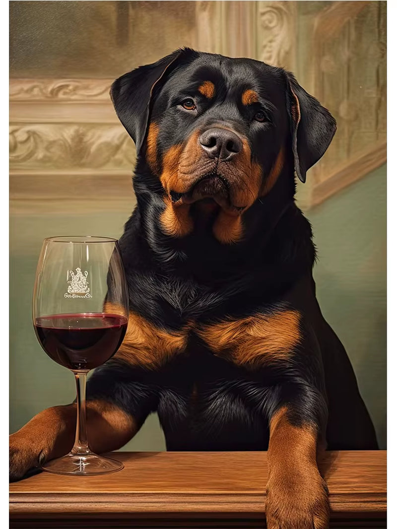 Dogs Enjoying Wine Wall Print