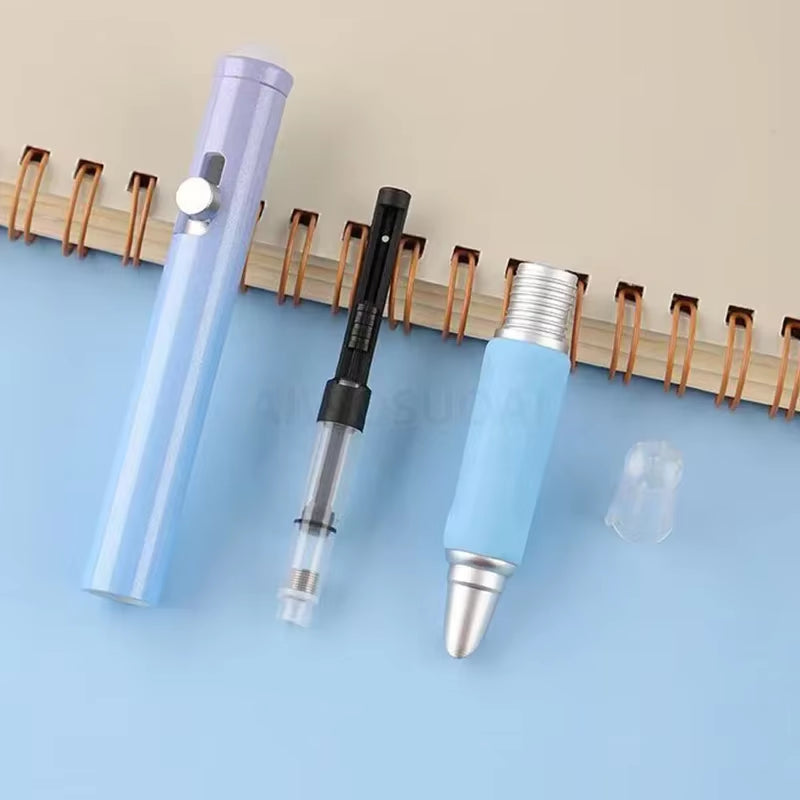 New Press Type Erasable Fountain Pen 0.38Mm Tip Replaceable Ink Sac School Writing Supplies Children'S Gifts Stationery