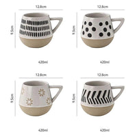 Vintage Black & White Polka Dot Ceramic Coffee Cups