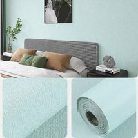 50X1000Cm Linen Wallpaper Solid Color Waterproof Background Wall Renovation Self-Adhesive Wallpaper 3D Textured Wall Stickers