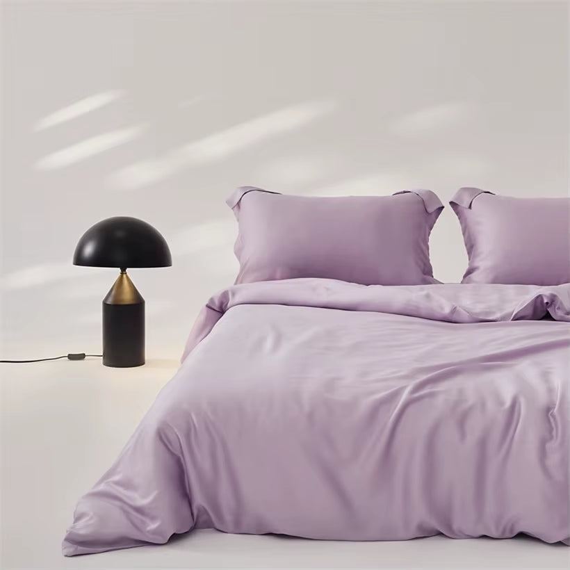 Home Mulberry Silk Duvet Cover Set, Luxury 3 Piece Bedding Set, 1Pc Comforter Cover 2Pcs Pillowcase, Couple Bed Blanket Cover