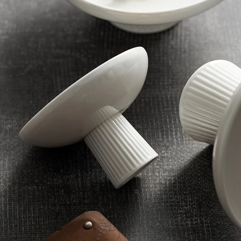 White Ceramic Tall Fruit/Snack Dishes