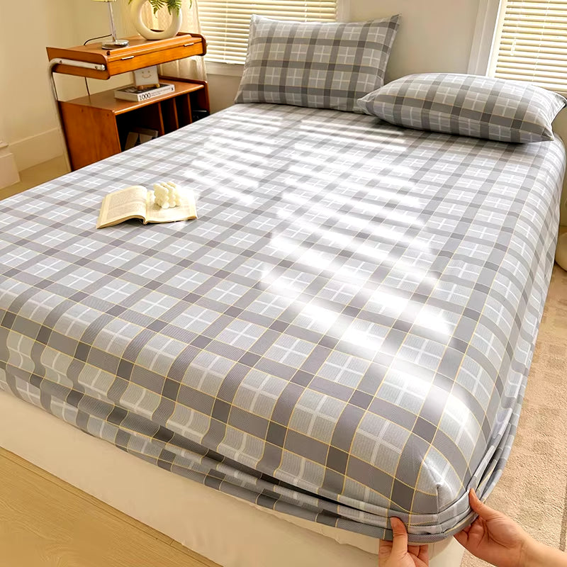 Non-Slip Plaid Fitted Bed Sheet